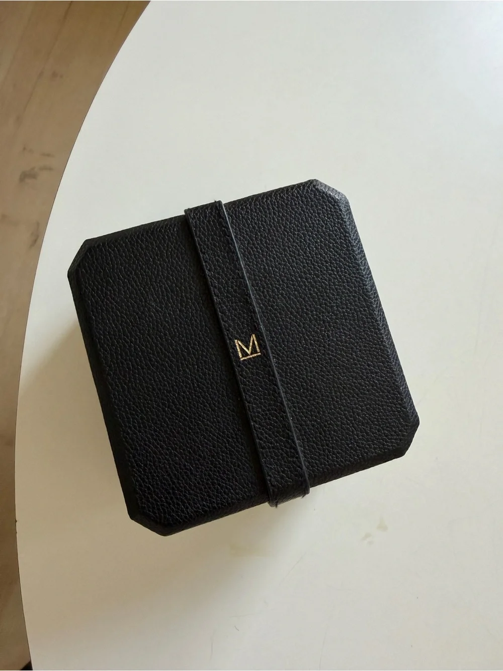 Messika Black Pebbled Leather Travel Jewelry Box
